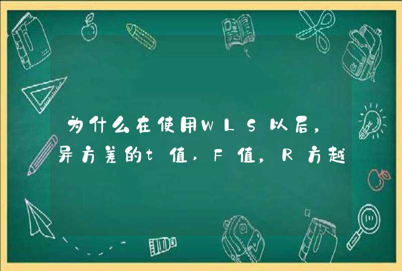 为什么在使用WLS以后，异方差的t值,F值，R方越来越小