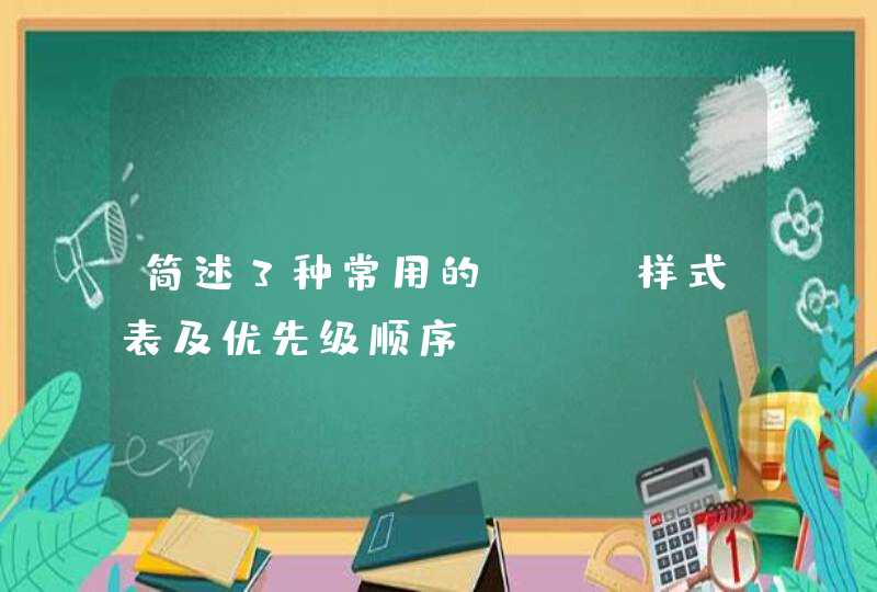 简述3种常用的css样式表及优先级顺序