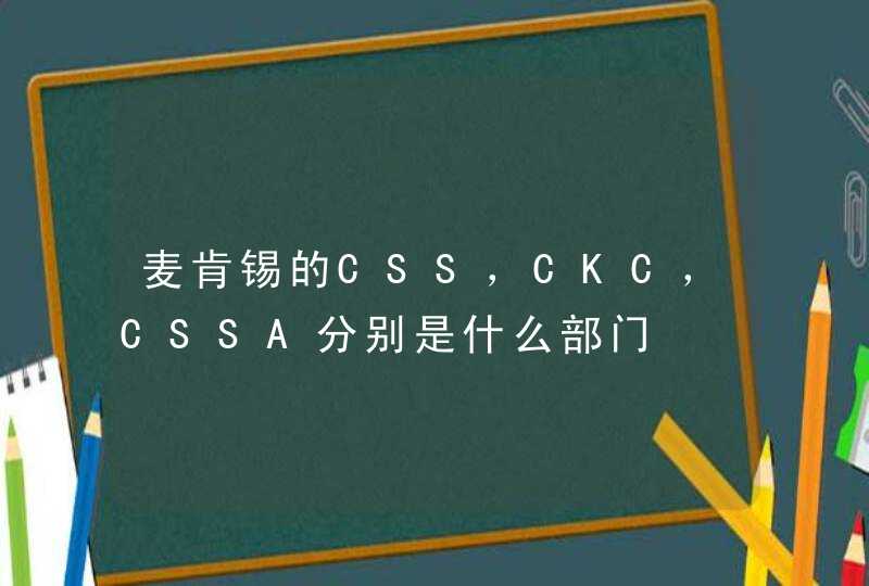 麦肯锡的CSS，CKC，CSSA分别是什么部门